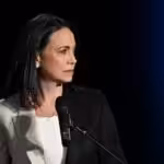 Far-right Venezuelan politician Maria Corina Machado during a debate in preparation for the opposition primaries. Photo: El Nacional/File photo.
