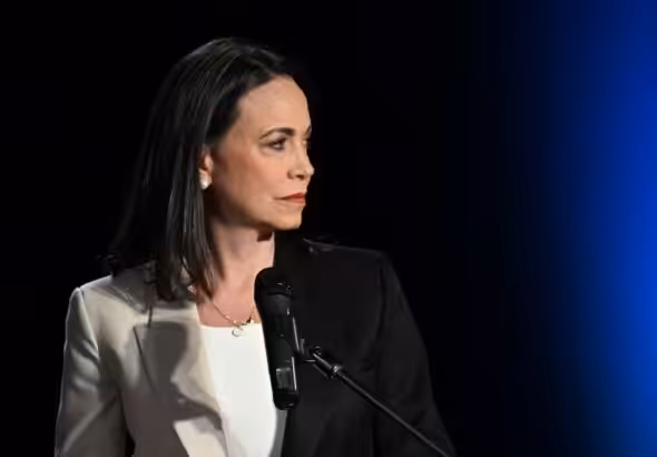 Far-right Venezuelan politician Maria Corina Machado during a debate in preparation for the opposition primaries. Photo: El Nacional/File photo.