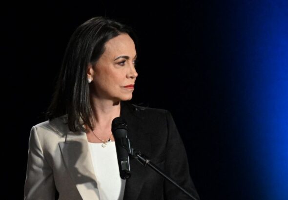 Far-right Venezuelan politician Maria Corina Machado during a debate in preparation for the opposition primaries. Photo: El Nacional/File photo.