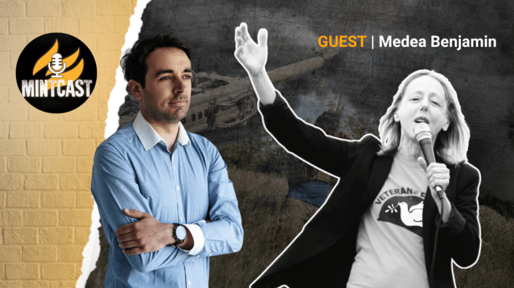MintPress compilation depicting Alan MacLeod (left) and Medea Benjamin (right). Photo: MintPress.