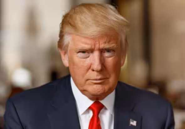 Donald Trump stares at the camera. Photo: History.com.