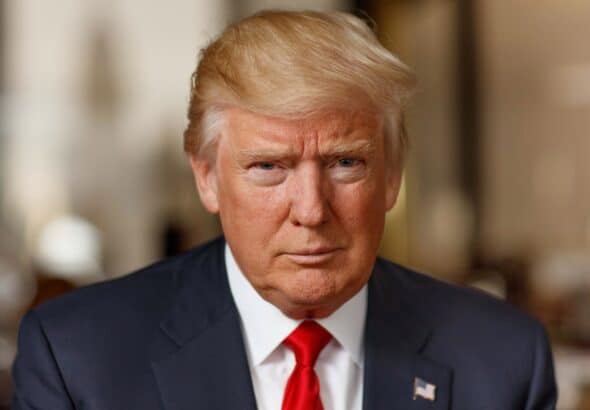 Donald Trump stares at the camera. Photo: History.com.