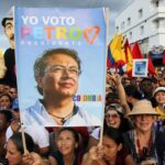 People attend a rally for Gustavo Petro in Cali, Colombia. Photo: Ernesto Guzmán Jr/EPA.