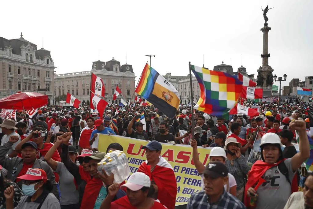A march in Lima demanding de facto President Dina Boluarte's resignation. Photo: Paolo Aguilar/EFE/File photo.