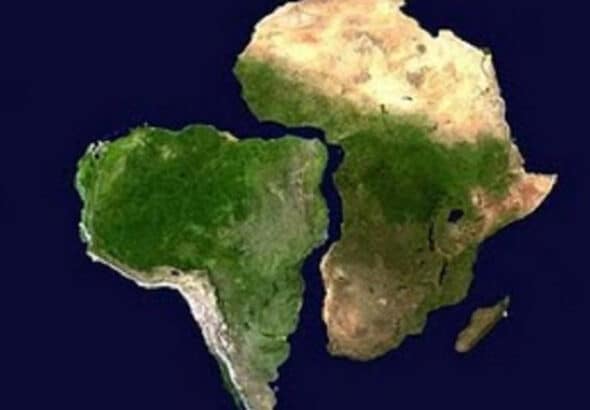 Graphic of Africa and South America side by side. Photo: Internationalist 360.