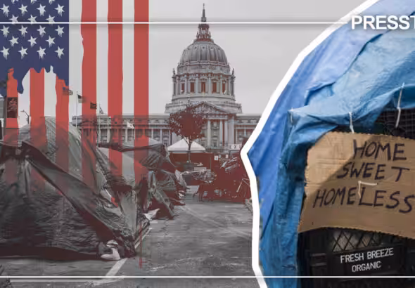 Compilation image depicting unhoused persons in front of the White House. Photo: Press TV.