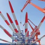 This photo taken on March 2, 2023 shows wind power blades to be exported at Yantai Port in Yantai, east China's Shandong Province. Photo: Tang Ke/Xinhua.