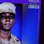 A TV screen shows a file picture of US soldier Travis King during a news program at the Seoul Railway Station in Seoul, South Korea, Monday, July 24, 2023. Photo: AP.