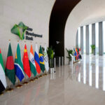 Flags of the member states at the BRICS Summit. Photo: Reuters.