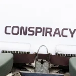 The word conspiracy written by a typewriter. Photo: Agonas/File photo.