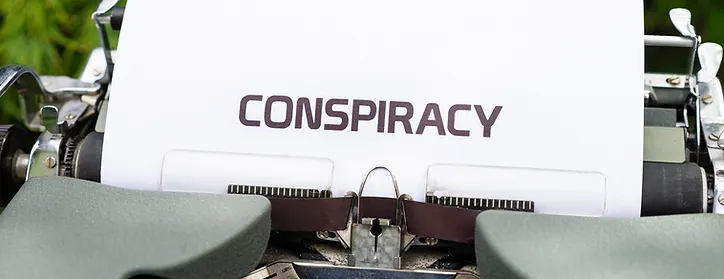 The word conspiracy written by a typewriter. Photo: Agonas/File photo.