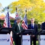 Left to Right: Australian Defense Minister Richard Marles, Foreign Minister Penny Wong, Secretary of State Antony Blinken and Defense Secretary Lloyd Austin in Brisbane. (Richard Marles and Department of Foreign Affairs and Trade). Photo: Consortium News/File photo.