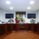 Ecuadorian National Electoral Council meeting announcing the repetition of the National Assembly election abroad. Photo: X/@DianaAtamaint.