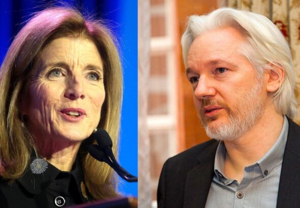 US Ambassador to Australia Caroline Kennedy (left) and Julian Assange (right). Photo: Consortium News.