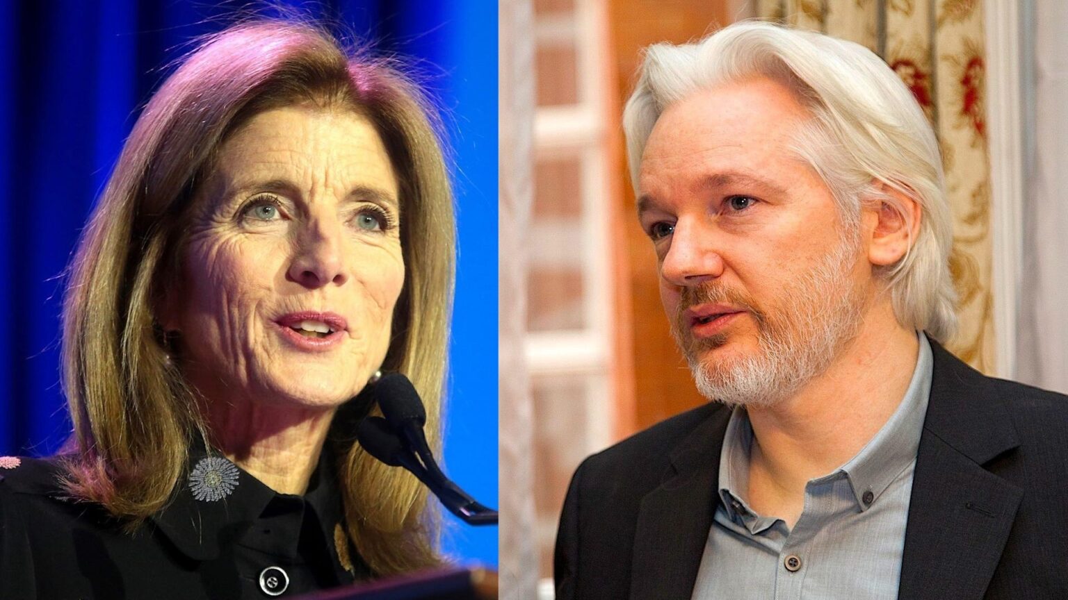 US Ambassador to Australia Caroline Kennedy (left) and Julian Assange (right). Photo: Consortium News.