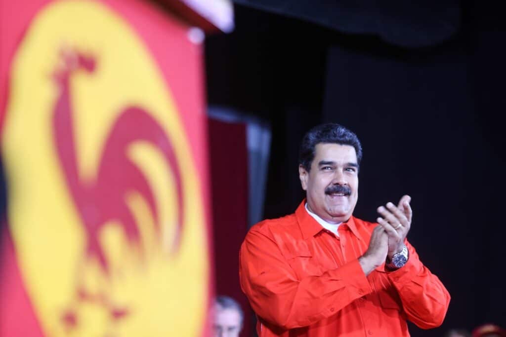 Venezuelan President Nicolas Maduro during a PCV event announcing its endorsement of his 2018 presidential candidacy in February 2018. Photo: Presidential Press.