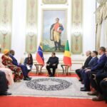 Venezuelan President Nicolás Maduro meets with Denis Christel Sassou Nguesso, minister of International Cooperation and Promotion of Public-Private Partnership of the Republic of Congo, accompanied by the Congolese delegation at Miraflores Palace, August 3, 2023. Photo: Presidential Press.