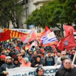 Protesters marching in the streets of Montevideo, Uruguay. Photo: X/@PITCNT1.