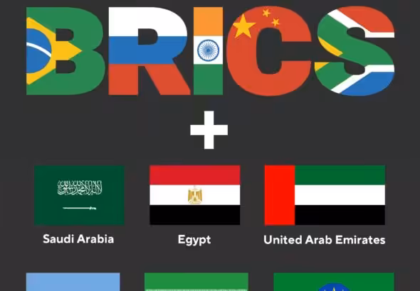 Graphic depicting both the original five members of BRICS (Brazil, Russia, India, China and South Africa) and the six additional states (Saudi Arabia, Egypt, United Arab Emirates, Argentina, Iran and Ethiopia). Photo: People's Daily.