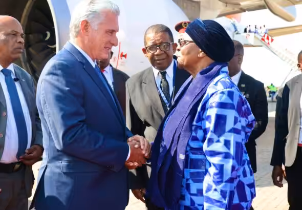 Cuban President Miguel Díaz-Canel meets with his Namibian counterpart, Hage Geingob. Photo: X/@DiazCanelB.