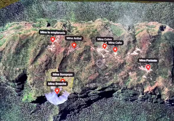 Map of the Tepuy Yapacana, Amazonas state, showing the mining sites that were evicted by the Venezuelan Army. Photo: X/@hernandezlarez.