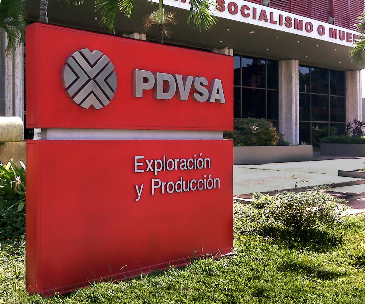 Venezuelan national oil company PDVSA's logo outside its headquarters. File photo.