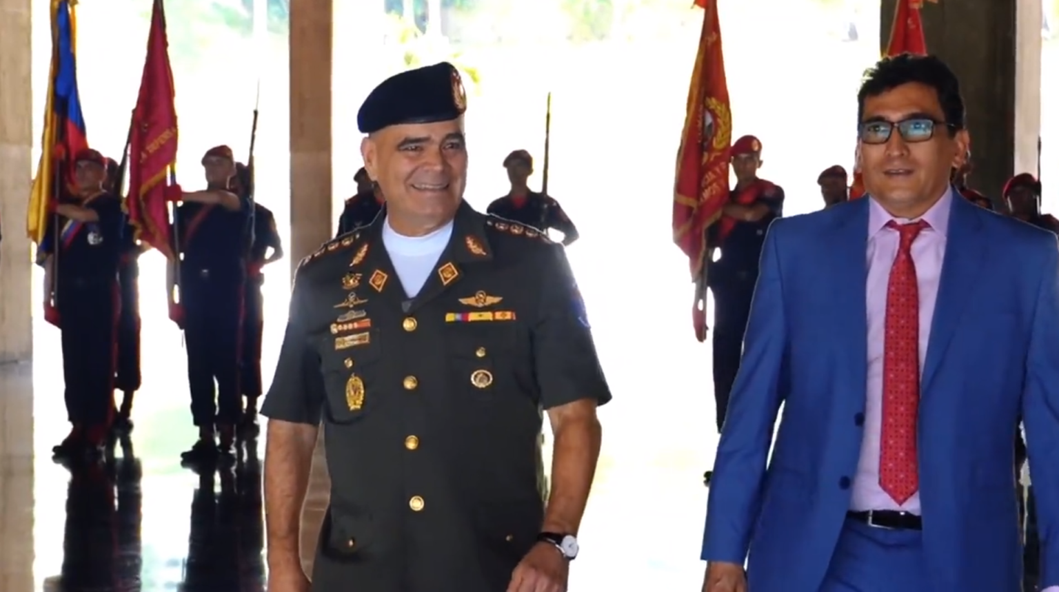 Venezuelan Defense Minister Vladimir Padrino receives Colombian Ambassador Milton Rengifo with honors at the Ministry of Defense headquarters in Caracas on Tuesday, August 29, 2023. Photo: Screenshot/X/@vladimirpadrino.