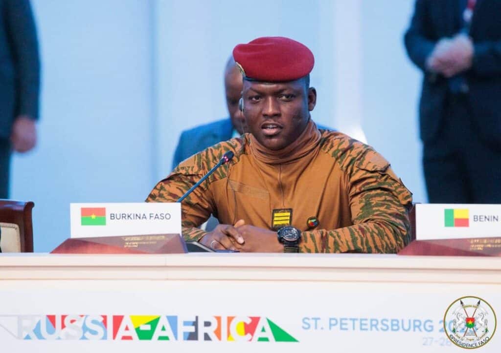 Burkina Faso’s President Ibrahim Traoré speaking at the 2023 Russia–Africa Summit. File photo.