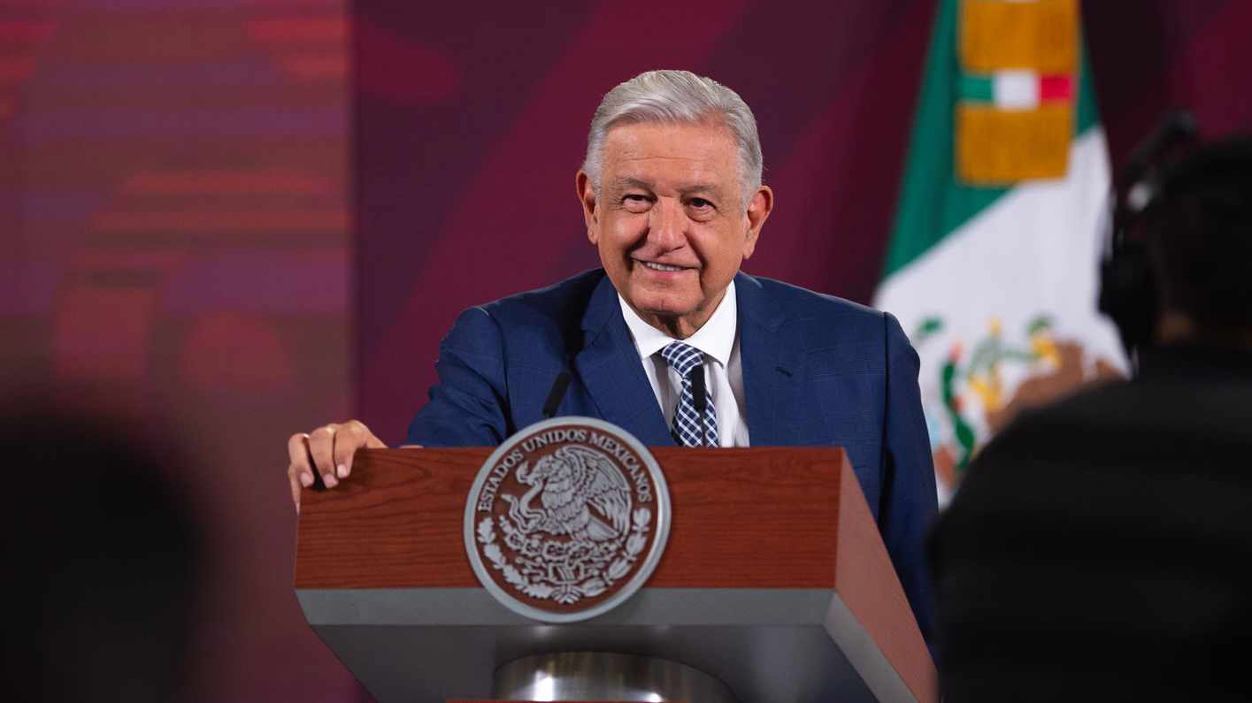 The President of Mexico, Andrés Manuel López Obrador, in his traditional morning conference. Photo: @GobiernoMX.