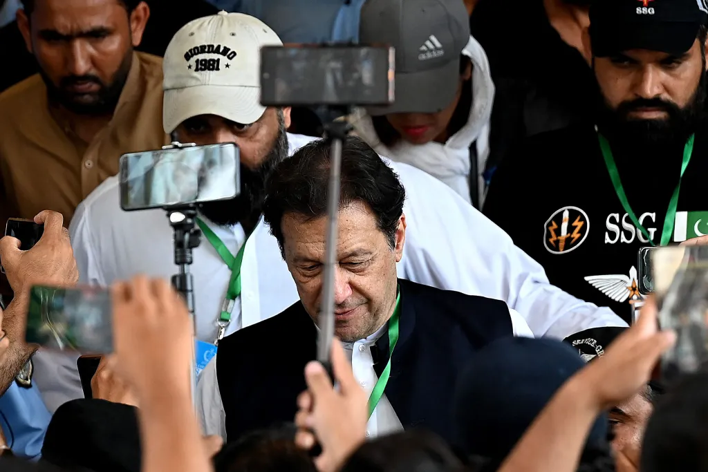 Pakistan’s former Prime Minister Imran Khan leaves after appearing at the Supreme Court in Islamabad on July 26, 2023. Photo: Aamir Qureshi/AFP/Getty Images.
