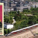 Cover of Carlos Martinez new book “The East is Still Red,” next to a photo of a Chinese high speed Fuxing train in full motion at Beijing. Photo: Friends of Socialist China.