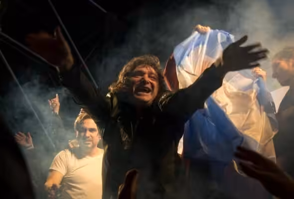 Javier Milei, an Argentinian presidential candidate who subscribes to an ideology of anarcho-capitalism, privatization, and dollarization. Photo: Maxi Ezequiel.