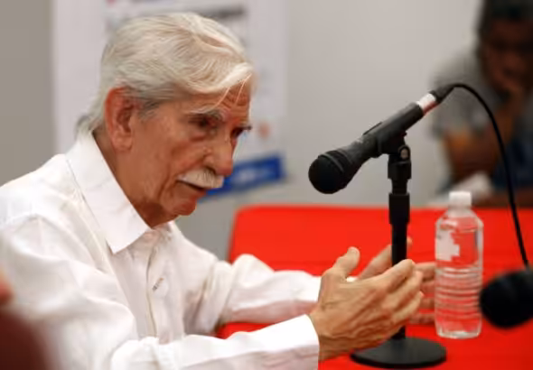 Venezuelan Chavista leader Julio Escalona speaking at a public event. File photo.