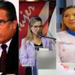 From left to right, newly appointed ministers: José Félix Rivas (Industries and National Production), Dhéliz Álvarez (National Commerce), and Jhoanna Gabriela Carrillo Malavé (Urban Agriculture). Photo: Crónica Uno.