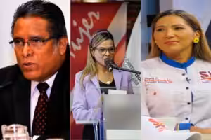 From left to right, newly appointed ministers: José Félix Rivas (Industries and National Production), Dhéliz Álvarez (National Commerce), and Jhoanna Gabriela Carrillo Malavé (Urban Agriculture). Photo: Crónica Uno.