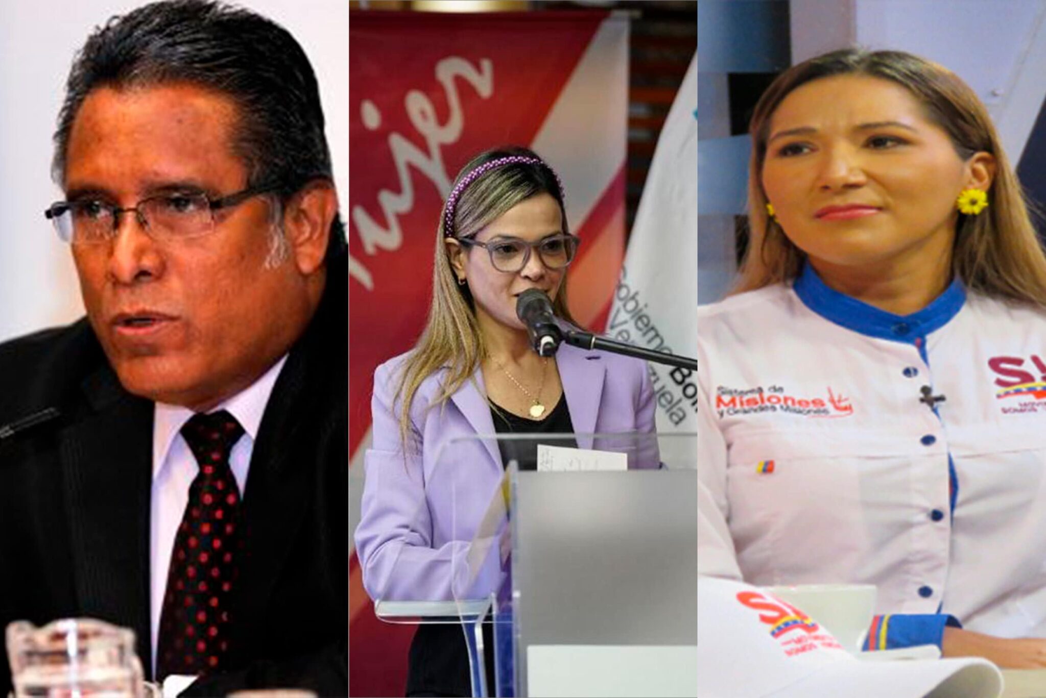 From left to right, newly appointed ministers: José Félix Rivas (Industries and National Production), Dhéliz Álvarez (National Commerce), and Jhoanna Gabriela Carrillo Malavé (Urban Agriculture). Photo: Crónica Uno.