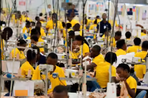 Garment employees are seen working in the sewing section of a clothing plant in Haiti. Photo: Marcel Crozet/ILO.