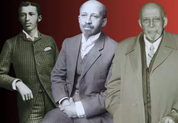 Photo composition showing William Edward Burghardt Du Bois at different stages of his life. Photo: Midwestern Marx.