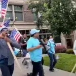 A club-wielding Brigade N’Hamedu mob in Seattle/Tacoma, August 5. Photo: The Grayzone.