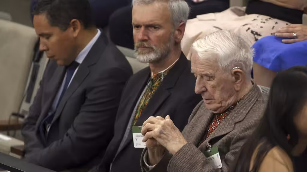 Ukrainian Nazi, Jaroslav Hunka, waiting in the Parliament Gallery before he was honoured by a joint parliament and senate sitting of Canada’s House of Commons, to hear Ukrainian President Volodymyr Zelensky’s speech. Photo: Hindustan Times.