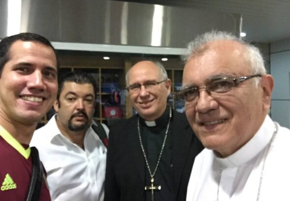 Selfie taken by former deputy Juan Guaidó (left) with Cardinal Baltazar Porras (right) in 2016. Photo: JGuaido FB/File photo.