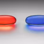 A depiction of a red and a blue pill like those of The Matrix. Photo: W.carter/Wikimedia.