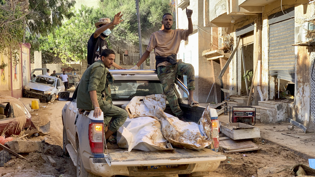 Bodies of the flooding victims are transported in Derna, Libya, Wednesday, Sept.13, 2023. Photo: Yousef Murad/AP Photo.