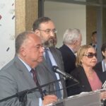 CNE President Elvis Amoroso giving statements to the press, accompanied by Jesús María Casal, head of the opposition CNP. Photo: Contrapunto.
