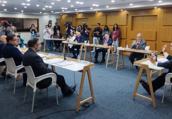 Meeting between the CNP and the former CNE executive board on March 8, 2023. Photo: X/@cneesvzla/File photo.