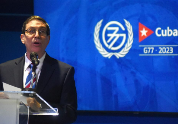 Cuban Foreign Affairs Minister Bruno Rodríguez speaks at a press conference before the G77+China summit in Havana, Cuba. Photo: AFP.