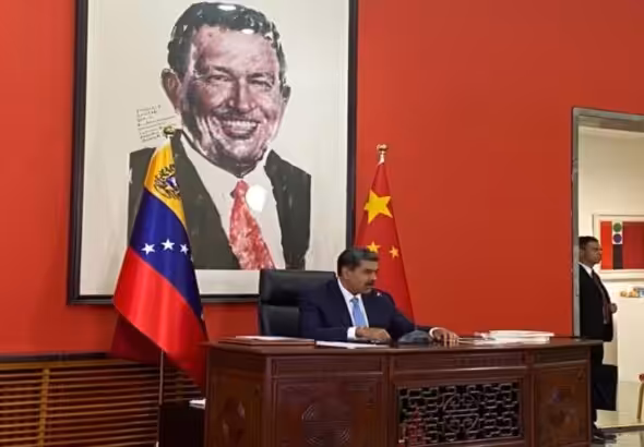 Venezuelan President Nicolás Maduro holds a press conference in the Venezuelan embassy in the People's Republic of China, September 14, 2023. Photo: Presidential Press.