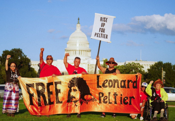 Leading up to the Free Leonard Peltier Rally 79th Birthday Action on September 12th, Indigenous Peoples from across Turtle Island joined together to voice the demand to #FreeLeonardPeltier. Photo: Willi White for NDN Collective.
