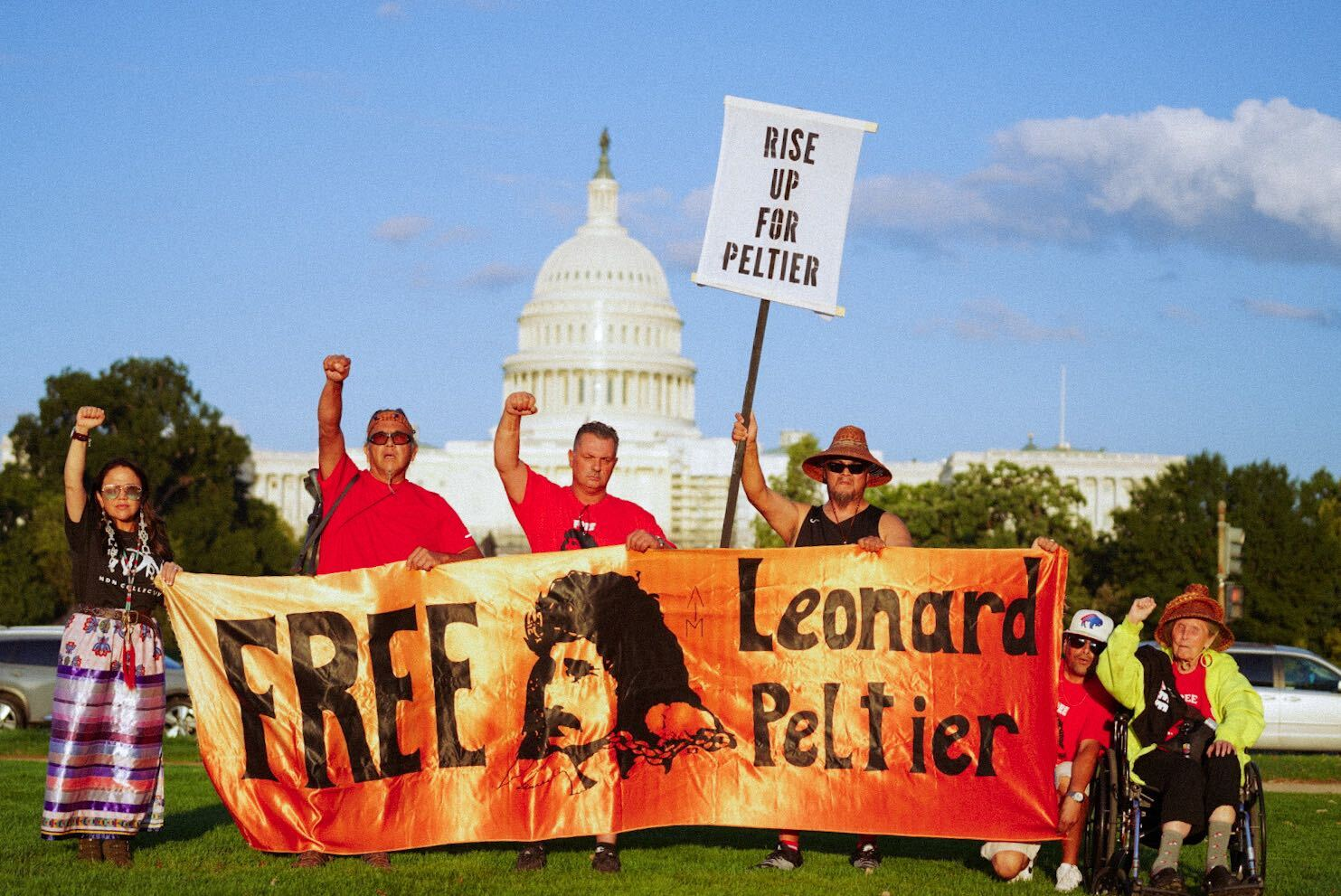 Leading up to the Free Leonard Peltier Rally 79th Birthday Action on September 12th, Indigenous Peoples from across Turtle Island joined together to voice the demand to #FreeLeonardPeltier. Photo: Willi White for NDN Collective.