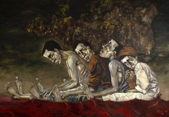 Shefa Salem al-Baraesi (Libya), Drown on Dry Land, 2019. Photo: https://shefasalem.com.ly/.